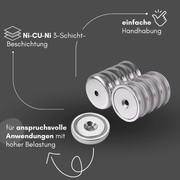 Topfmagnet mit Senkbohrung Ø40 mm Neodym Magnet M3 für Schraubbefestigung