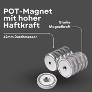 Hochleistungs Neodym-Topfmagnet 42 mm, starke Haltekraft, ideal für Industrie & Handwerk
