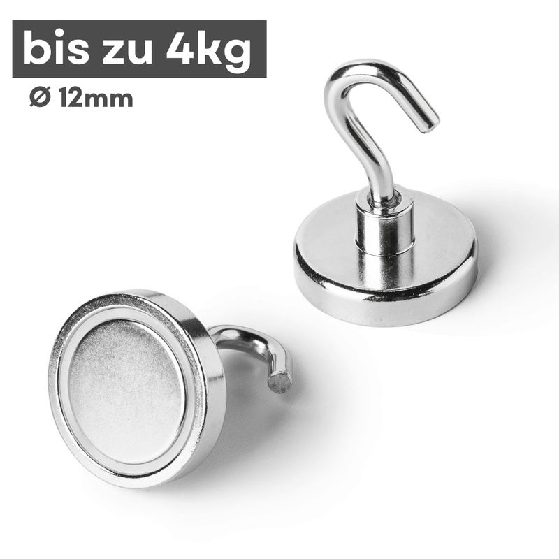 Magnethaken Topfmagnet mit Haken D 12 mm 4 Kg Neodym Magnet M5 Gewinde