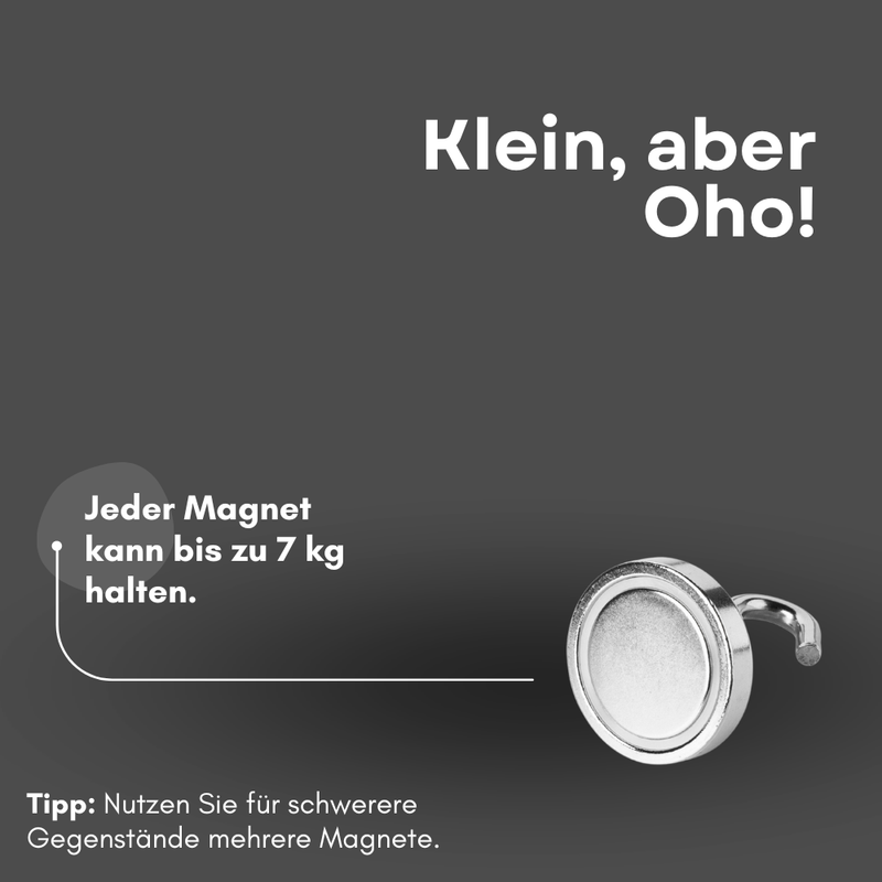 Gancio magnetico, magnete a base con gancio, D 16 mm, magnete al neodimio da 7 kg M5 fili