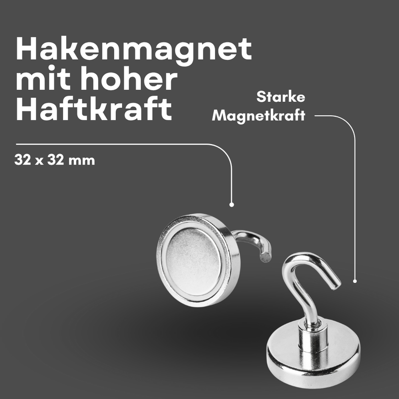 Magnetic hook pot magnet with hook D 32 mm 37 kg neodymium magnet M5 thread