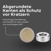 Silberner NdFeB-Ringmagnet 15 mm Außendurchmesser, 6 mm Innendurchmesser, vernickelte Oberfläche.