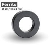 Ferrit Ringmagnet 38x18x8 mm Y30 mit 18 mm Bohrung stark