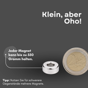 Kleiner Neodym Magnet mit 550 g Haftkraft auf Stahlplatte