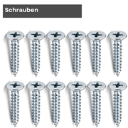 Zwölf Schrauben M3x12mm mit Kreuzschlitz in Reihen angeordnet