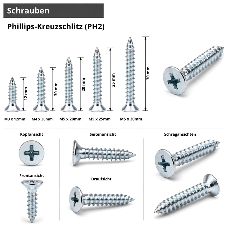 Spanplattenschrauben Ø 5 x 25 mm Senkkopf Kreuzschlitz PH2 – Stahl verzinkt