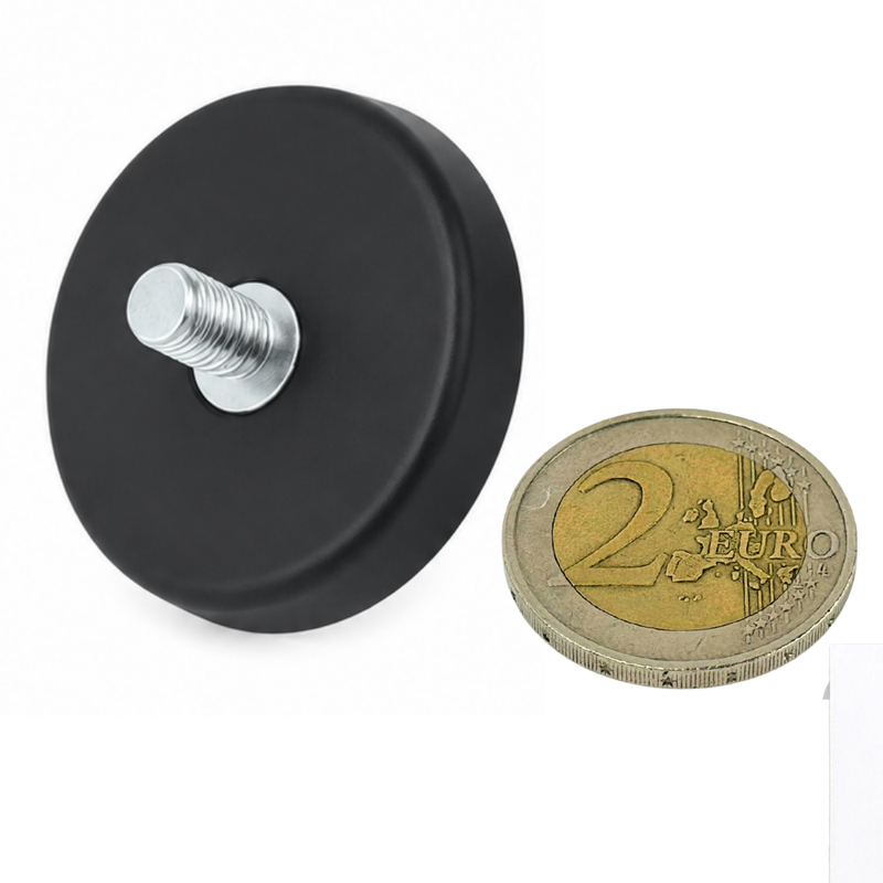 Neodym Magnet Gummitopfmagnet Ø 43 mm M4 Gewindezapfen – hohe 10 kg Haftkraft Schutzbeschichtung