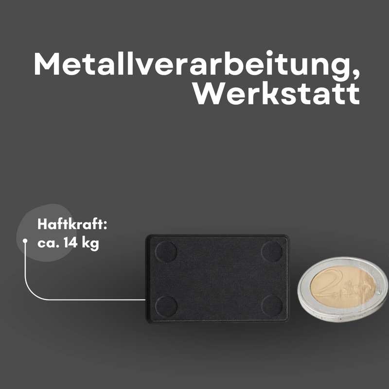 Neodym Magnet Gummitopfmagnet 43 x 31 x 6 mm mit 2 x M4 Gewindezapfen – hohe 14 kg Haftkraft verdrehsicher