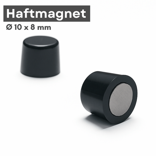 Haftmagnet 10x8 mm rund schwarz Neodym Magnet für Whiteboard und Kühlschrank