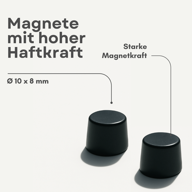 Starke Neodym-Magnete 10x8mm rund in Schwarz – perfekt für Kühlschränke und Whiteboards
