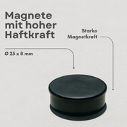 Magnete für Whiteboard oder Kühlschrank – 24x8mm stark haftend, schwarz