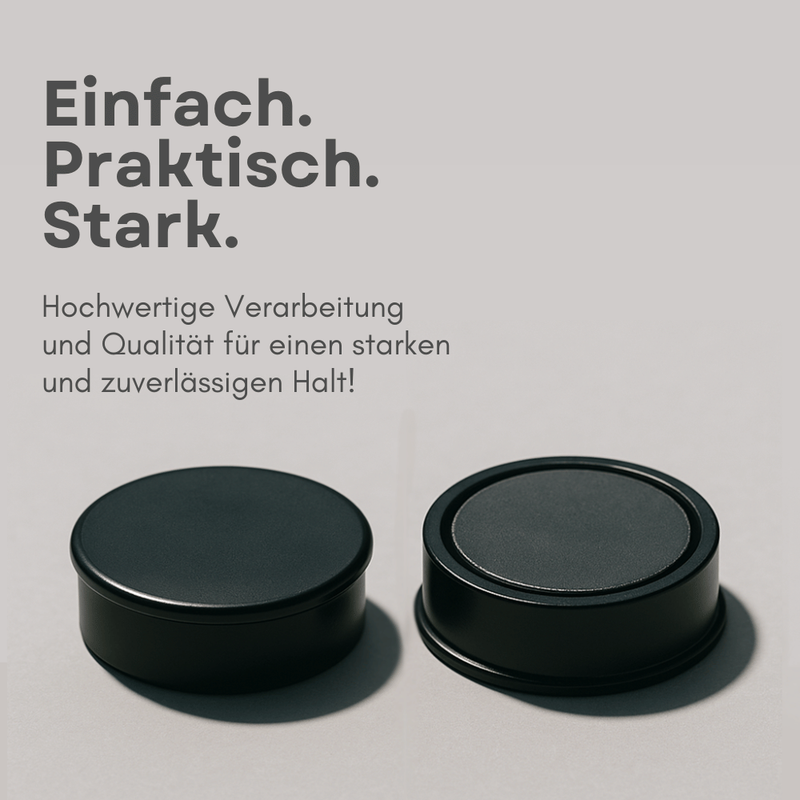 Starker Magnet 24x8mm rund in Schwarz – Perfekt für Kühlschrank-Notizen