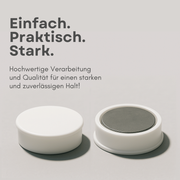 Weißer Rundmagnet auf Metalltafel – ideal für Büroorganisation