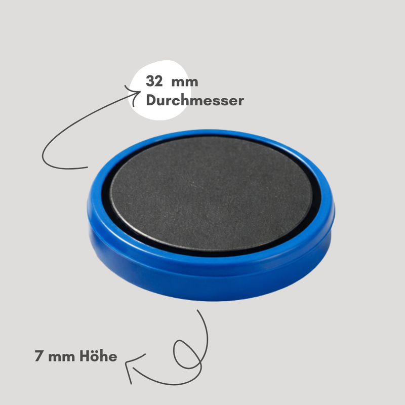 Ferrit Magnete rund blau 32x7 mm für Magnettafel und Whiteboard